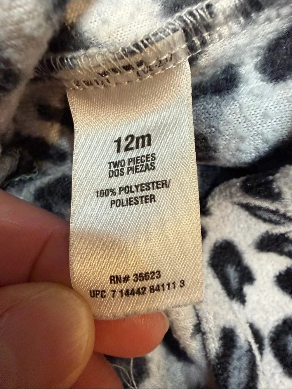 Carter’s 12M Gray Black Leopard Hooded Fleece Peplum Tunic Pullover Girls